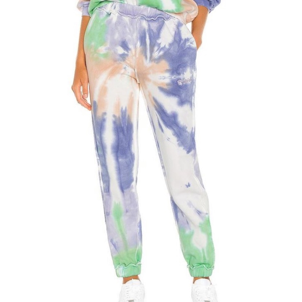 DANIELLE GUIZIO TIE DYE FLORAL LOGO SWEATPANTS